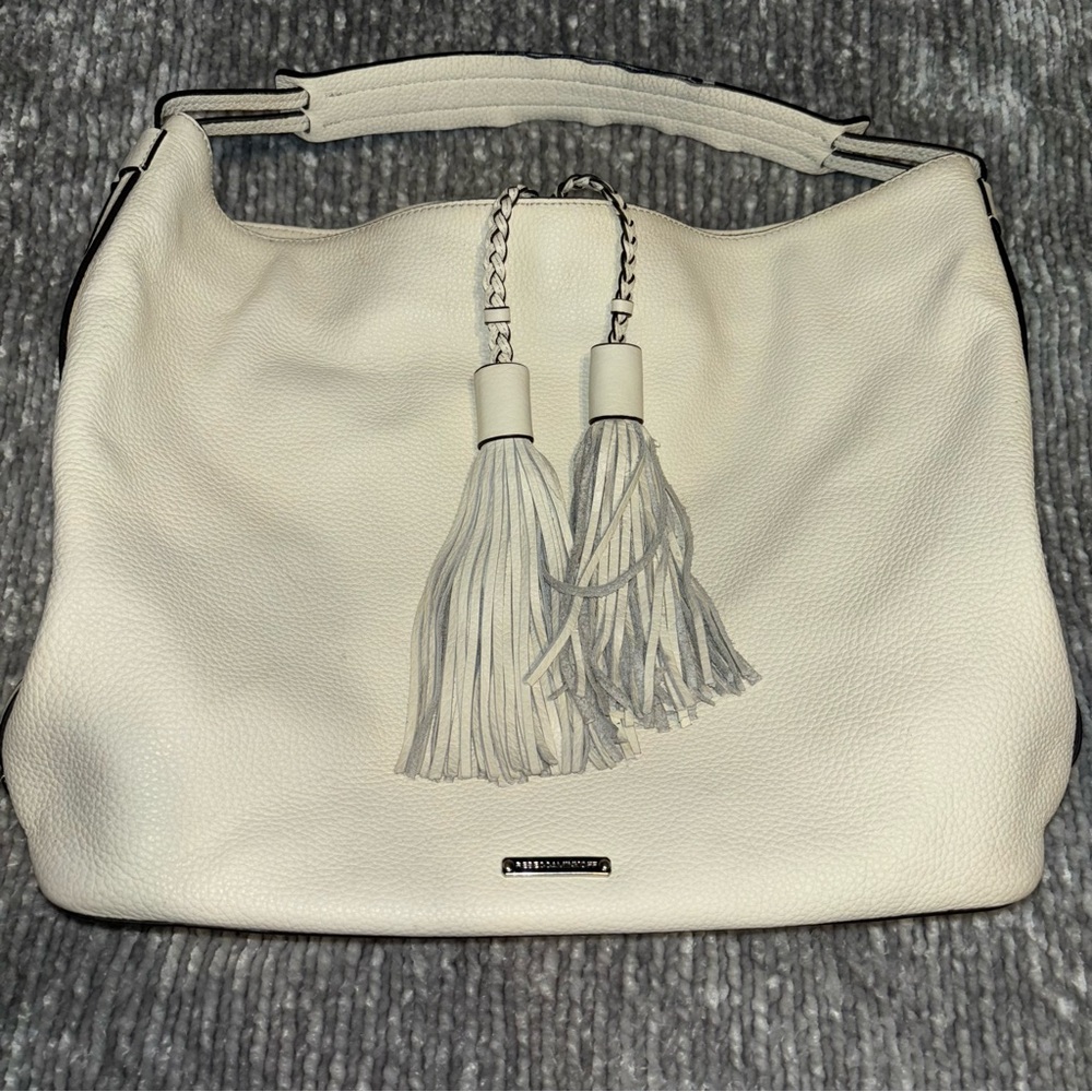 Rebecca Minkoff Isobel Pebbled Leather Hobo Bag in Putty
